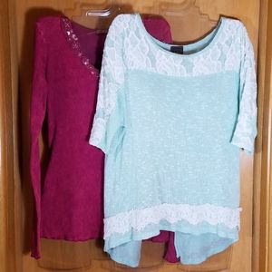 Cuddle bug bundle! 2 for 1 sweater + top, L